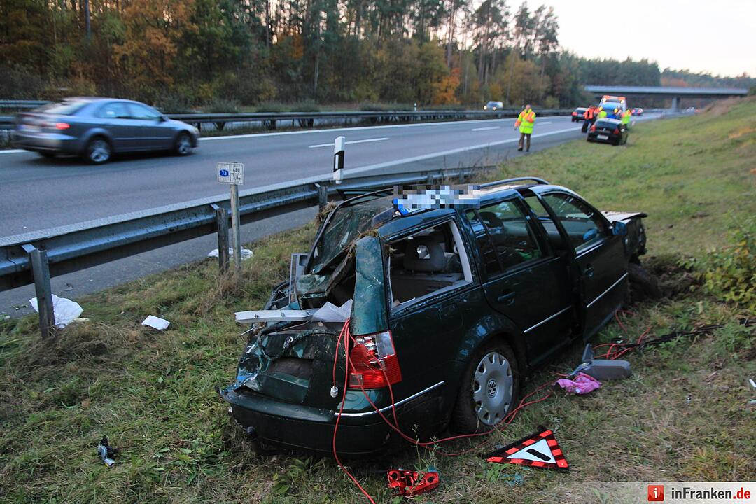 Kollision auf A73 bei Bamberg- Fahrer schwer verletzt