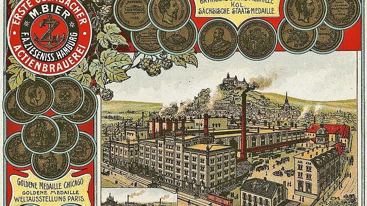 Der Gebäudekomplex der EKU-Brauerei dominierte einst das Bild der Innenstadt.  Foto: BR-Archiv