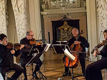 Unter dem Motto "Von der Wiener Klassik zum Wiener Walzer" stand das Abschlusskonzert der Coburger Johann Strauss Musiktage mit dem Bamberger Streichquartett im Riesensaal der Ehrenburg.Foto: Jochen Berger