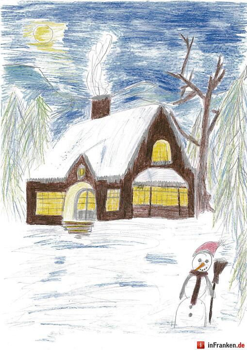 Selbstgemalte Weihnachtsbilder von Kindern aus Franken 2016