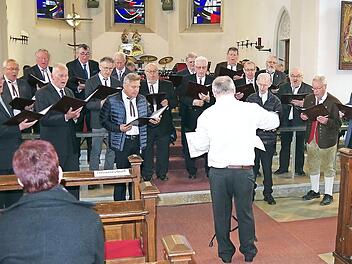 Der Männerchor "Cäcilia" Steinberg beim Auftritt in der Pfarrkirche St. Pankratius Foto: Heike Schülein