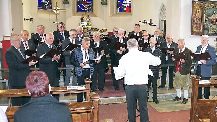 Der Männerchor "Cäcilia" Steinberg beim Auftritt in der Pfarrkirche St. Pankratius Foto: Heike Schülein