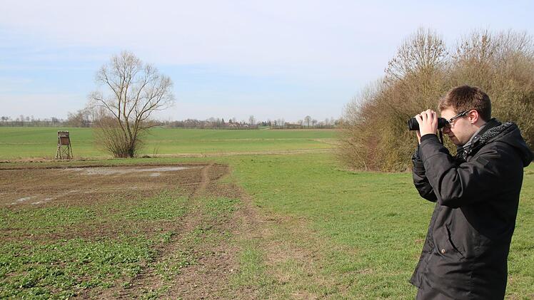 Matthias Franz hält nach Wiesenbrütern Ausschau. Im östlichen Stadtgebiet von Münnerstadt ziehen Kiebitze und Bekassinen ihren Nachwuchs auf. Thomas Malz