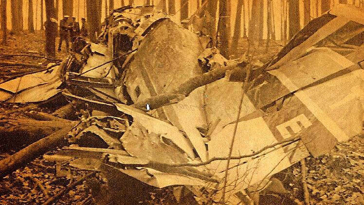 Völlig zertrümmert wurde die zweimotorige Cessna bei dem Absturz im Bischofsheimer Wald. In dem Wrack starben sechs Menschen.  Foto: dpa/Archiv