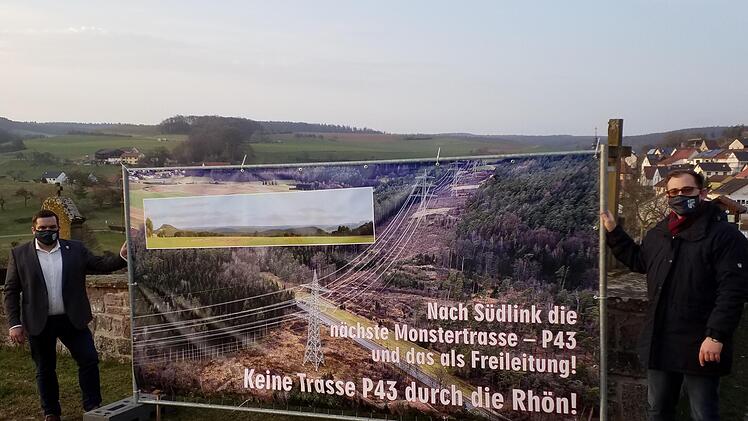 P43-Protest in Wartmannsroth: (von links) 2. Bürgermeister Markus Koberstein, Bürgermeister Florian Atzmüller.