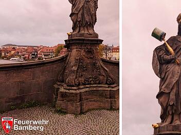 Bamberger Wahrzeichen: Feuerwehr entfernt fragwürdige Verzierung