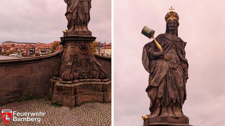 Bamberger Wahrzeichen: Feuerwehr entfernt fragwürdige Verzierung