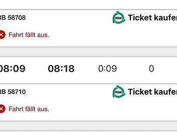 Zugausfälle auf der Gräfenbergbahn Screenshot: privat