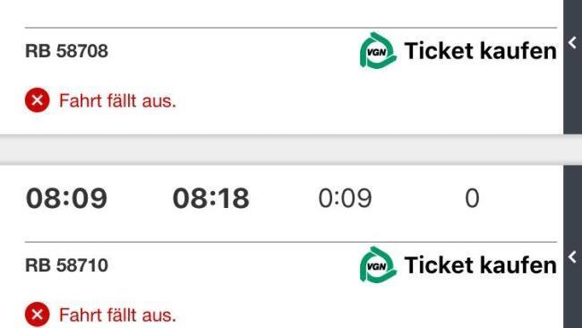 Zugausfälle auf der Gräfenbergbahn Screenshot: privat