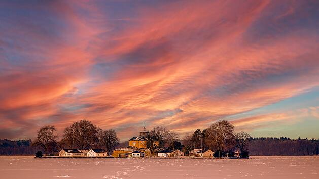 Steinhuder Meer Winter Wilhelmstein Abendrot