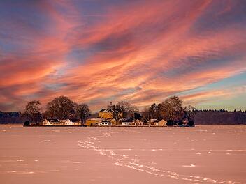 Steinhuder Meer Winter Wilhelmstein Abendrot