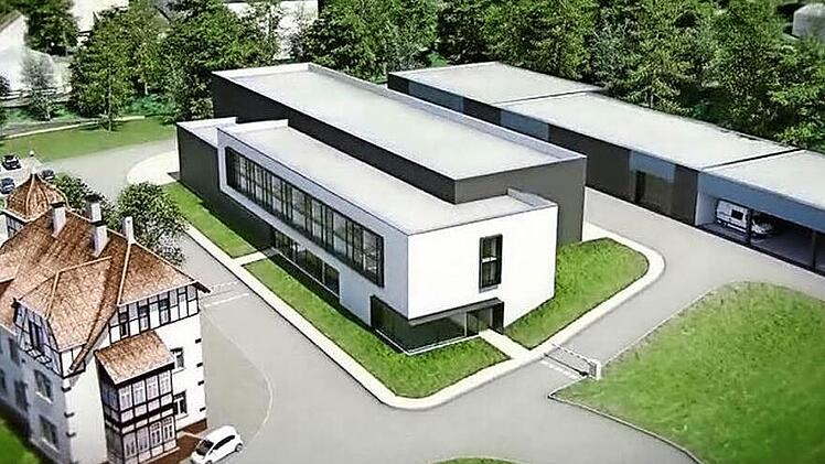 Diese Animation zeigt, wie die Neubauten hinter dem bestehenden Verwaltungsgebäude geplant sind.Diese Animation zeigt, wie die Neubauten hinter dem bestehenden Verwaltungsgebäude geplant sind.