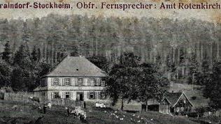Das Waldhaus Traindorf bei Stockheim, ebenfalls im städti-schen Besitz, wurde 1976 abgebrochen. Die Aufnahme entstand 1911.Repro: Fleischmann