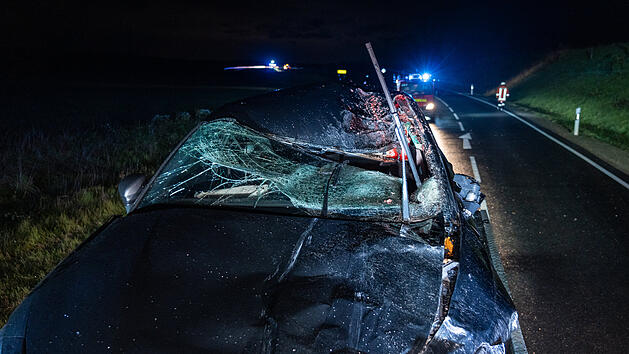 Pkws krachen in ausgebüxte Pferde - zwei Verletzte Personen und drei tote Pferde auf Landstraße