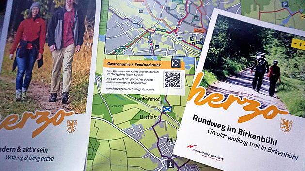 Die Karte &bdquo;Wandern & aktiv sein&ldquo; ist kostenlos erh&auml;ltlich in der Tourist-Info in Herzogenaurach erh&auml;ltlich.