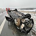 Abgefahrene Winterreifen: Fahrzeug überschlägt sich auf schneebedeckter Fahrbahn