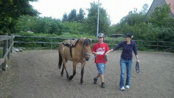 Pädagogisches Dreieck: Pferd Ramiro, der junge Klient und Therapeutin Christine Thiergärtner.