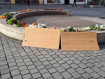 In der Bayreuther Innenstadt wurden am Samstag Lebensmittel verschenkt. Die wenigsten Beschenkten wussten, woher genau das Essen stammt. Foto: privat