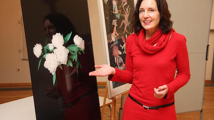 Margarete Schrüfer holte sich mit ihrem Blumen-Bild den zweiten Platz. Fotos: Galster