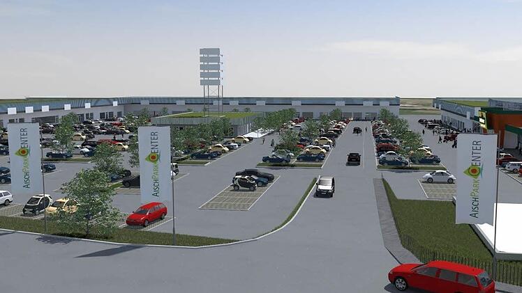Visualisierung des Aischpark-Centers in Höchstadt  Visualisierung: Ralph Küster, Projektentwickler und Architekt, Großenseebach