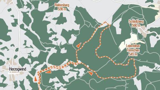 Die Strecke des therapeutischen Wanderwegs in Obertrubach
