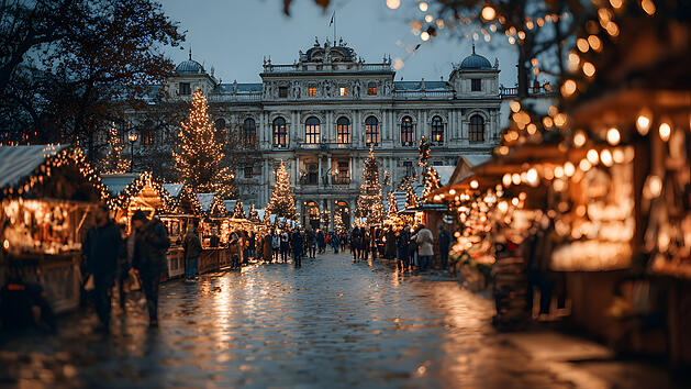 Schloss Belvedere mit Weihnachtsmarkt in Wien, Austria