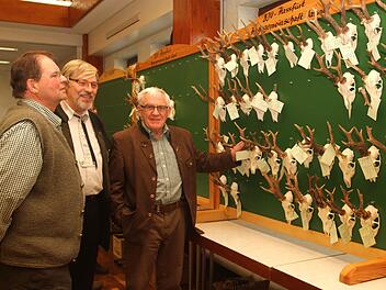 Natürlich stießen bei der Hegeschau auch die Gehörne auf großes Interesse und wurden genauestens beurteilt.Günther Geiling