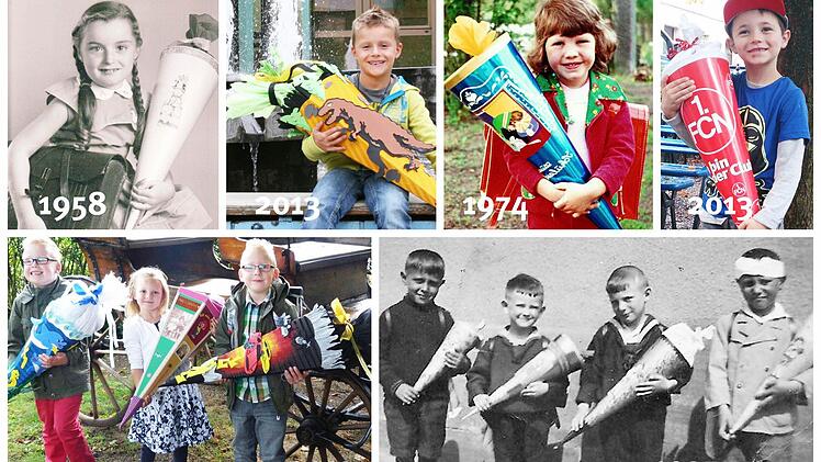 Einige der kreativen, alten und neuen Schultüten, die per Mail, Whatsapp, und auf unserer Facebookseite in die Redaktion kamen. Fotomontage: Stefan Reinmann