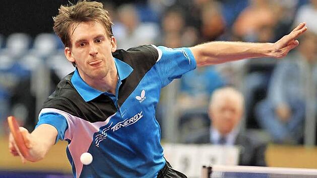 Bei der deutschen Meisterschaft 2013 in Bamberg sicherte sich Steffen Mengel (unser Bild) &uuml;berraschend den Titel. Er besiegte im Finale den favorisierten Timo Boll in sieben S&auml;tzen. In diesem Jahr musste sich Mengel im Finale Nationalspieler Patrick Baum geschlagen geben. Foto: Archiv