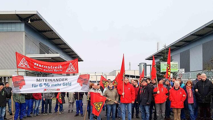Die Kundgebungsteilnehmer bei der Firma Wieland Foto: RiegerPress