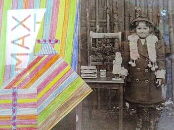 Eines der historischen Kinderbilder aus Nordhalben und Frankenmuth/USA, die von den Schülern bunt in grafische Rahmen gesetzt wurden.Norbert Neugebauer
