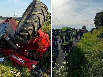 Raum Coburg: Radlader kippt um - 77-Jähriger bei Betriebsunfall schwer verletzt
