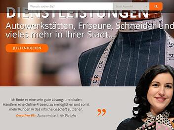 Das Onlineunternehmen Yatego local wirbt mit einem nicht autorisierten Zitat von Dorothee Bär auf seiner Homepage. Screenshot: Benedikt Borst