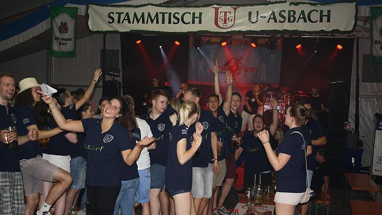 Anwohner bedroht fröhliche Stimmung auf Kärwa in Unterasbach. Foto: Stammtischgesellschaft Unterasbach