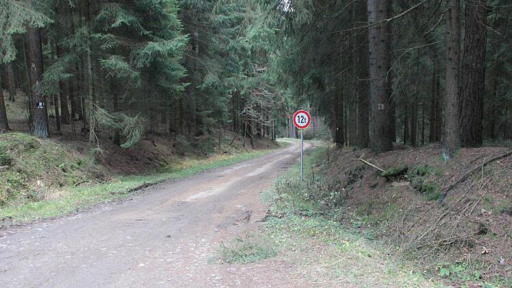 Dieser für Fahrzeuge bis zwölf Tonnen freigegebene Forstweg führt nach Gärtenroth. Über diese Fuhre sollten die Windräder bis zu den "7 Fuhren" und von dort weiter auf den Rainberg kommen.  Foto: Friedwald Schedel