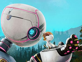 Der wilde Roboter Roboter Roz ist zwar nicht darauf programmiert, Mama zu sein, will sich aber trotzdem um Gänseküken Brightbill kümmern.