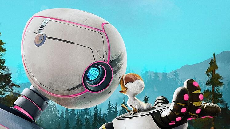 Roboter Roz ist zwar nicht darauf programmiert, Mama zu sein, will sich aber trotzdem um G&auml;nsek&uuml;ken Brightbill k&uuml;mmern.