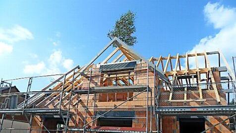 Hier entsteht ein Wohnhausdachstuhl.