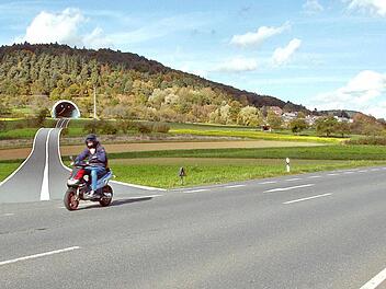 Bei Rüssenbach soll die B 470 durch einen Tunnel bis Gasseldorf weitergeführt werden.  Foto: Josef Hofbauer; Bildmontage: Franziska Schäfer