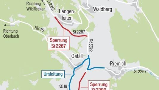 Straßensperren machen es im Moment etwas umständlich, im Bereich Gefäll und Langenleiten zu fahren.