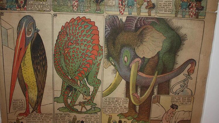 Aus einer der Austellungen: Winsor McCays fantastische Urviecher. Fotos: Christian Bauriedel