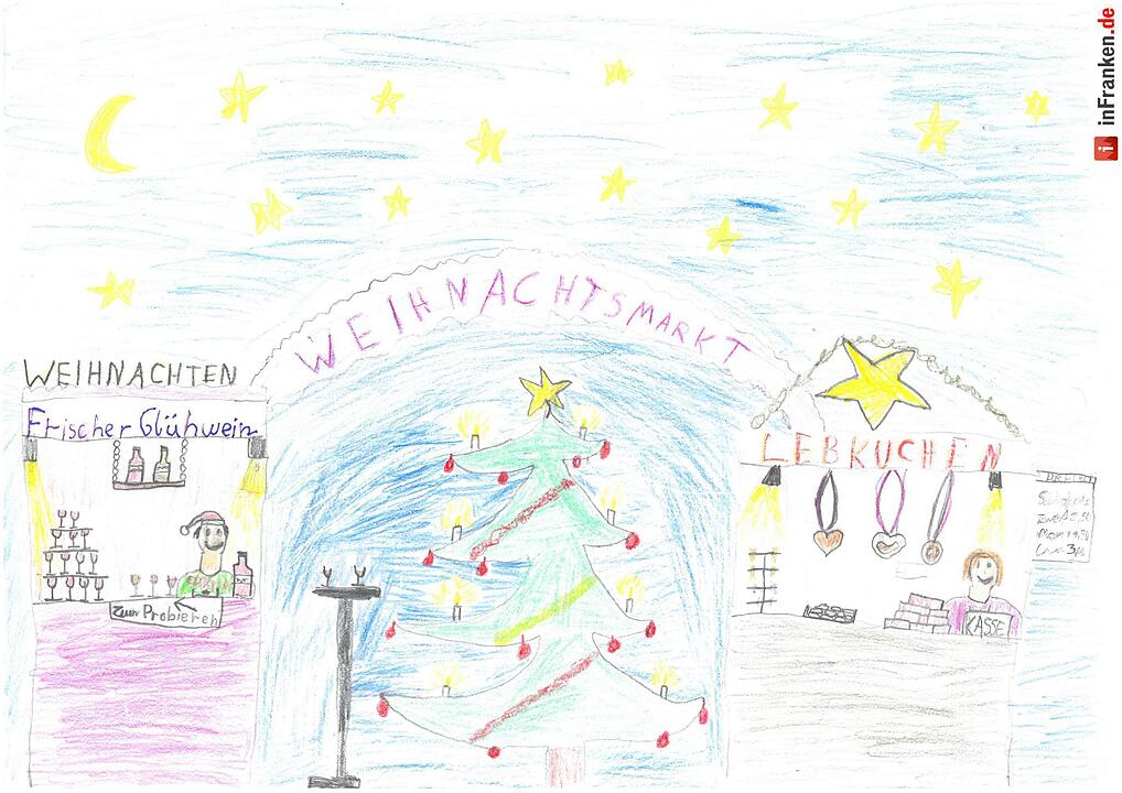 Selbstgemalte Weihnachtsbilder von Kindern aus Franken 2016
