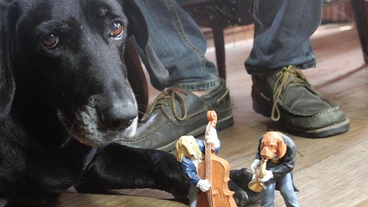 Baghira, Graf Karls geliebte Mischlingshündin, passt auf zwei musizierende Hunde auf.Diana Fuchs