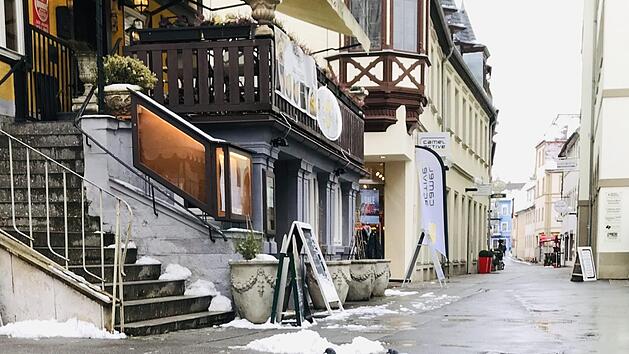 Verwilderte Haustauben suchen in der Fu&szlig;g&auml;ngerzone  in Bad Kissingen nach Futter.Anja Vorndran
