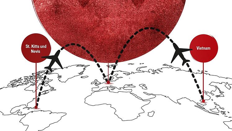 Geovannie Lake stammt aus St. Nevis und Kitts, Dominik Schmitt suchte ein mehrmonatiges Abenteuer in Vietnam. Jetzt spielen beide in Franken.Illustration: Carolin Neundorfer