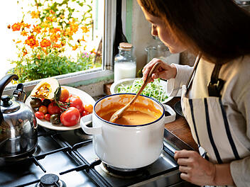 Kürbissuppe, Suppe, Kürbis, Kochen im Herbst