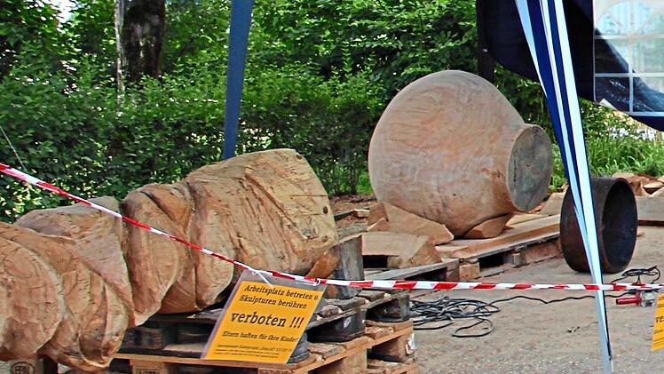 Die Arbeit mit dem Werkstoff Holz in diesen Dimensionen ist nicht nur kreativ, sondern auch anstrengend. R.Popp