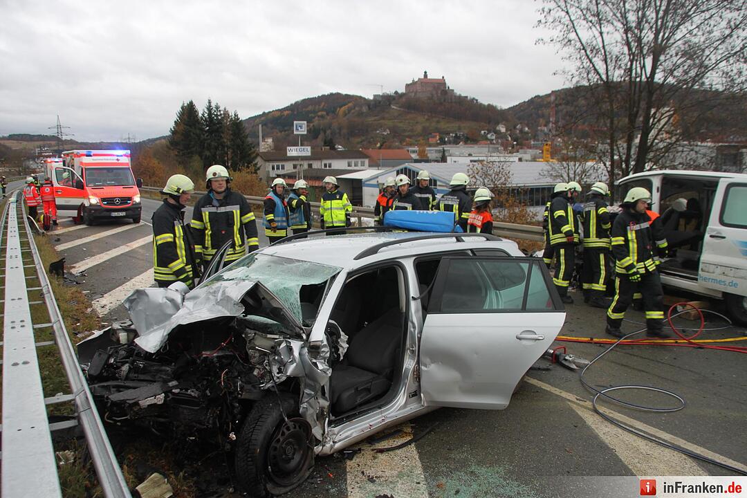 Zwei Schwerverletzte nach Frontalkollision in Kulmbach