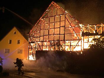 Personell und technisch die größte Herausforderung des Jahres 2014 war für die Feuerwehren im Landkreis Coburg der Brand eines landwirtschaftlichen Anwesens im Bad Rodacher Stadtteil Gauerstadt. Foto: Archiv Feuerwehr Bad Rodach