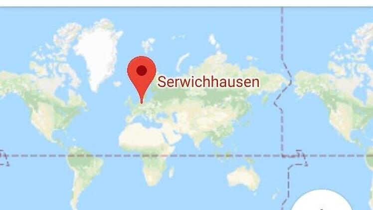 Tatsächlich: Servichhausen gibt es bei Google Maps. Foto: Rudolf Gehrig